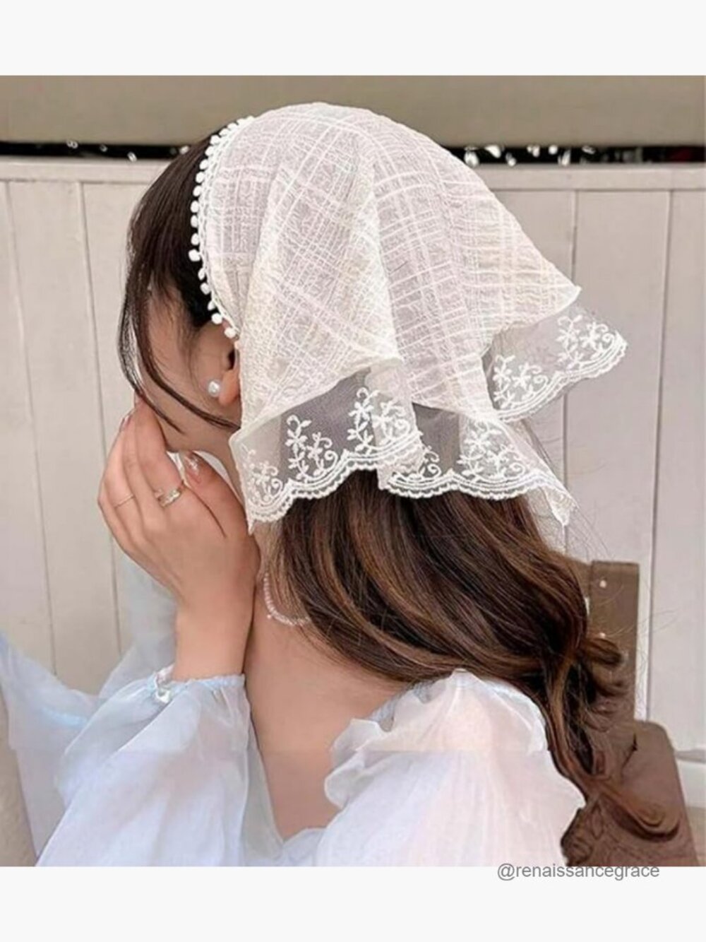 Lace Floral Headband Scarf Adjustable Tie-Back Boho Hair Accessory